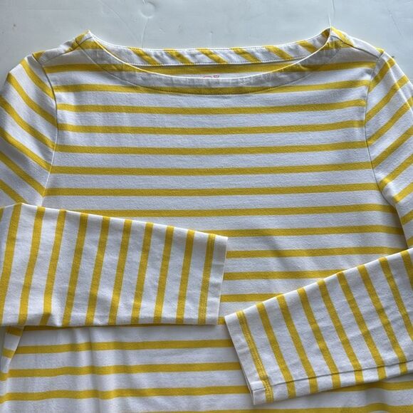 Vineyard‎ Vines Size Small Boat Neck Striped Yellow & White Cotton Stretch Top - Picture 4 of 12